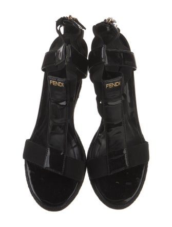 Fendi Patent Leather T-Strap Sandals