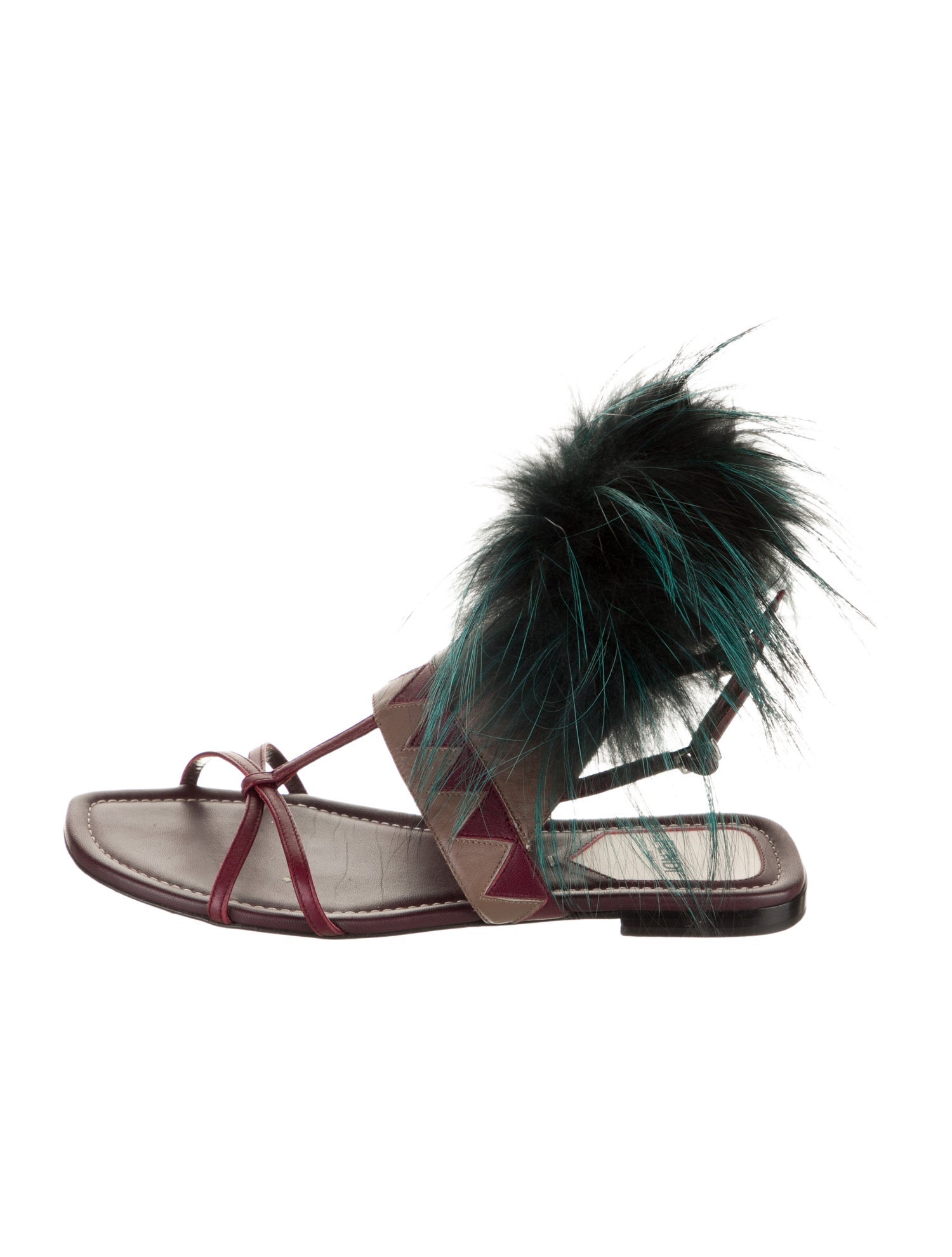 Fendi Leather Colorblock Pattern Gladiator Sandals