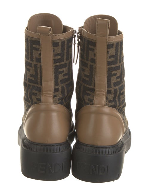 Fendi Zucca FF Logo Leather Combat Boots