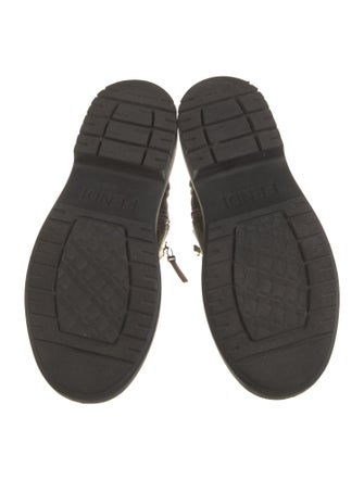 Fendi Zucca FF Logo Leather Combat Boots