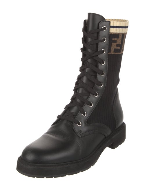 Fendi Zucca FF Logo Leather Combat Boots