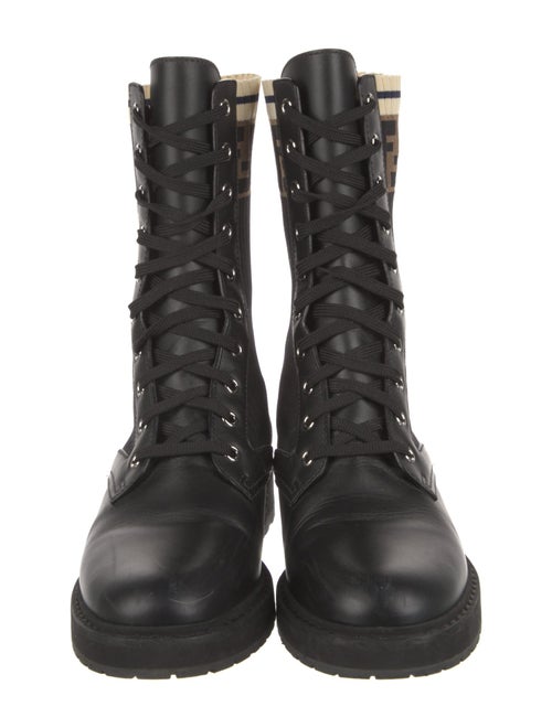 Fendi Zucca FF Logo Leather Combat Boots