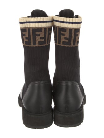 Fendi Zucca FF Logo Leather Combat Boots