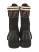 Fendi Zucca FF Logo Leather Combat Boots