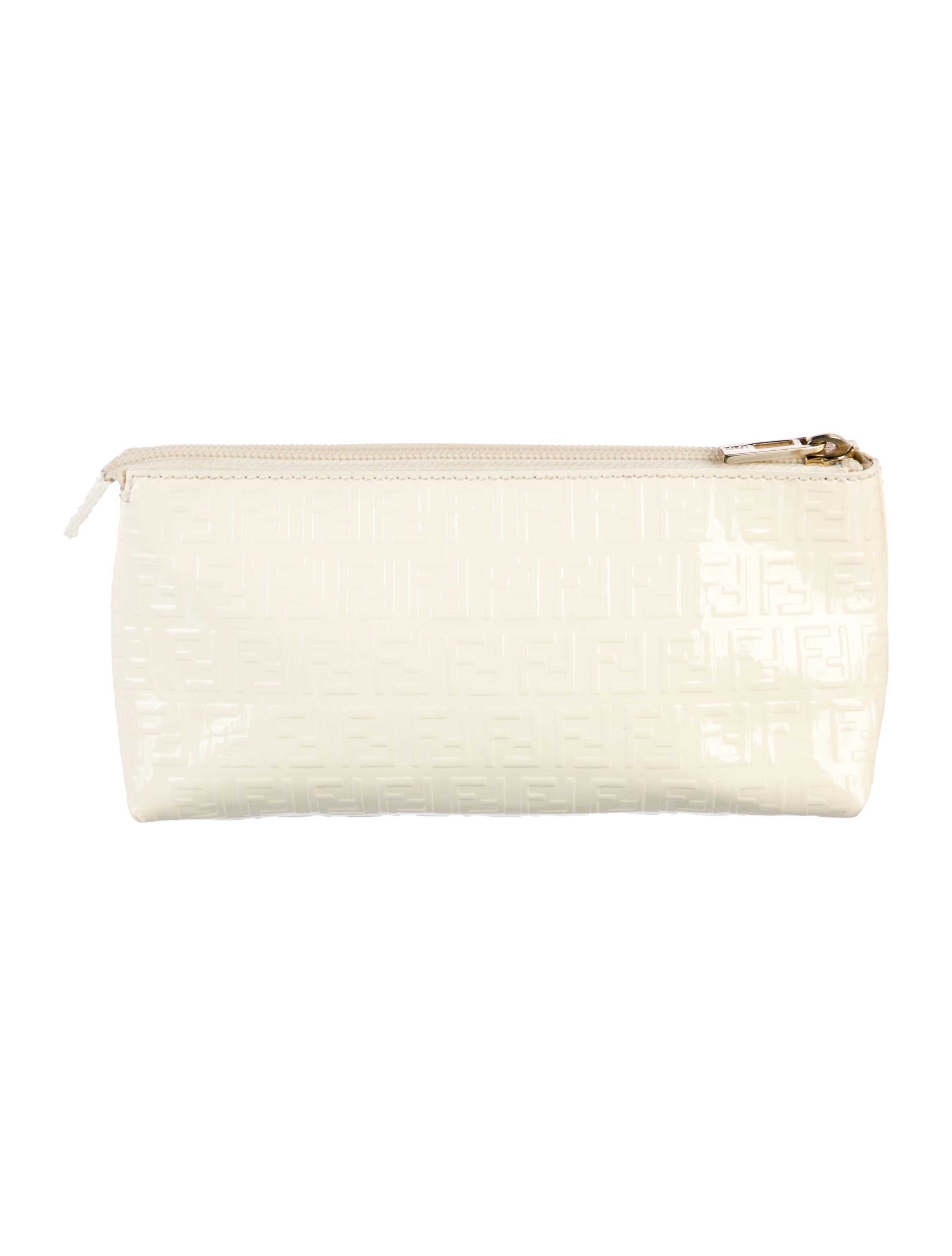Fendi white patent leather cosmetic bag