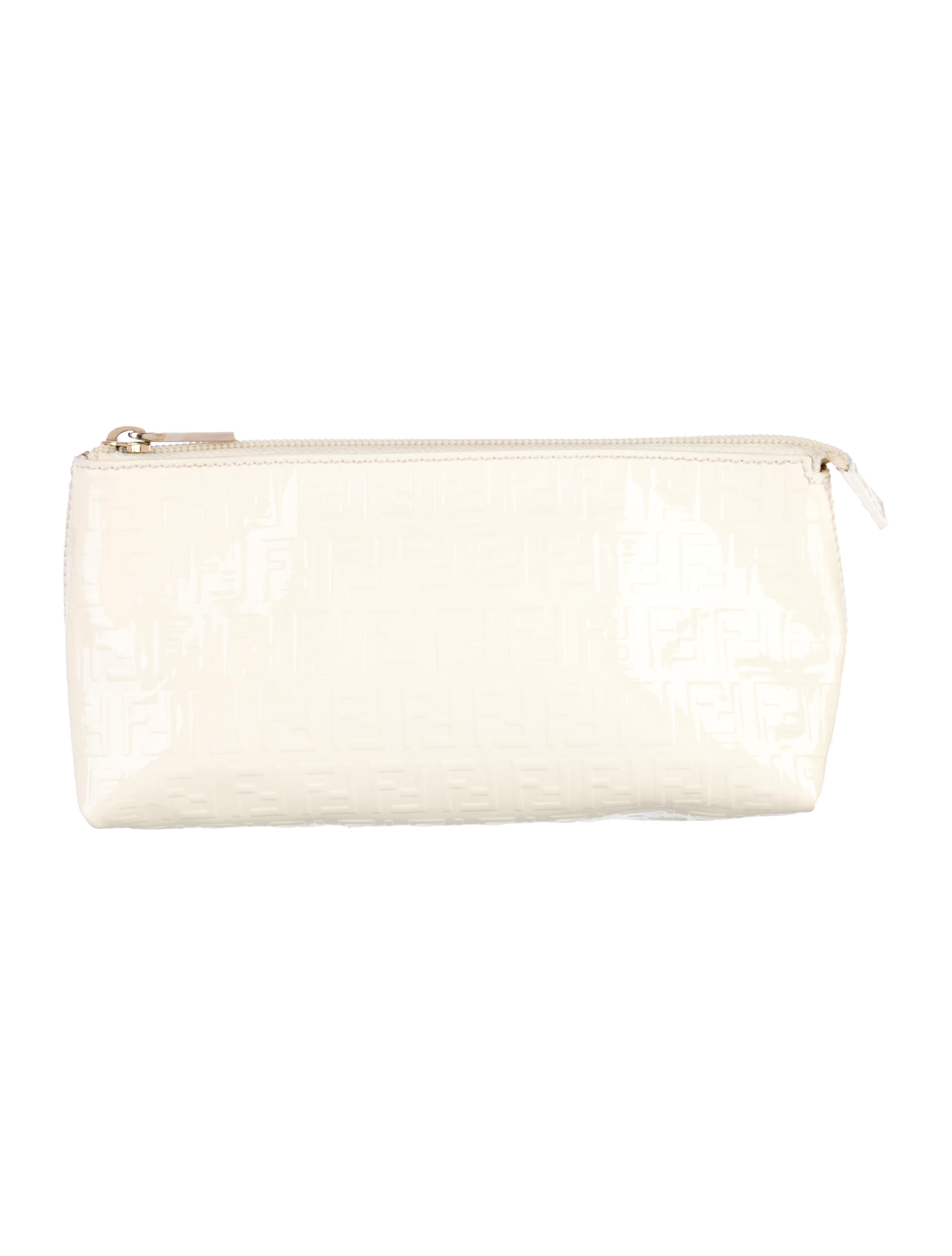 Fendi white patent leather cosmetic bag