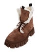 Fendi Suede Fur Trim Lace-Up Boots
