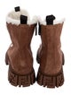 Fendi Suede Fur Trim Lace-Up Boots