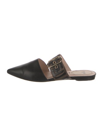 Fendi Zucca FF Logo Leather Mules