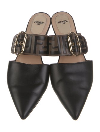Fendi Zucca FF Logo Leather Mules