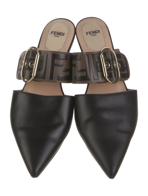Fendi Zucca FF Logo Leather Mules