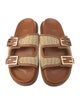 Fendi Raffia Leather Trim Embellishment Slides