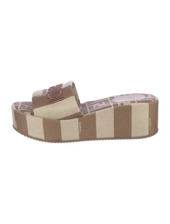 Fendi Canvas Striped Slides