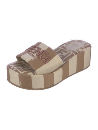 Fendi Canvas Striped Slides