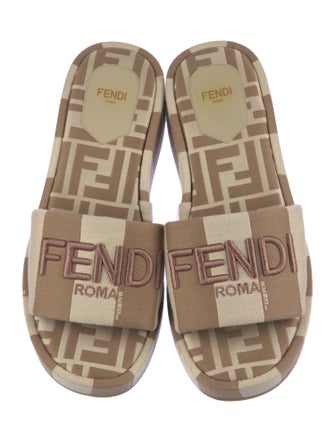 Fendi Canvas Striped Slides