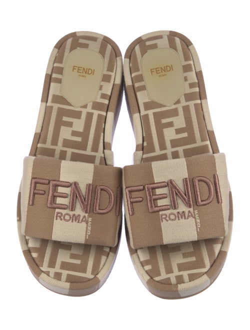 Fendi Canvas Striped Slides