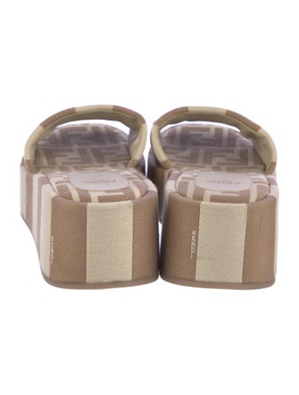 Fendi Canvas Striped Slides