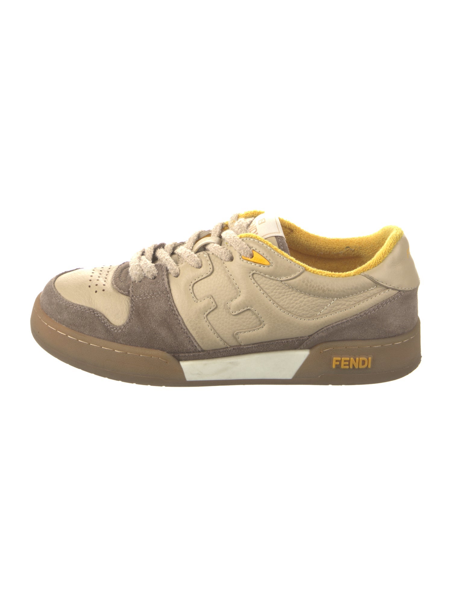 Fendi Leather Colorblock Pattern Sneakers