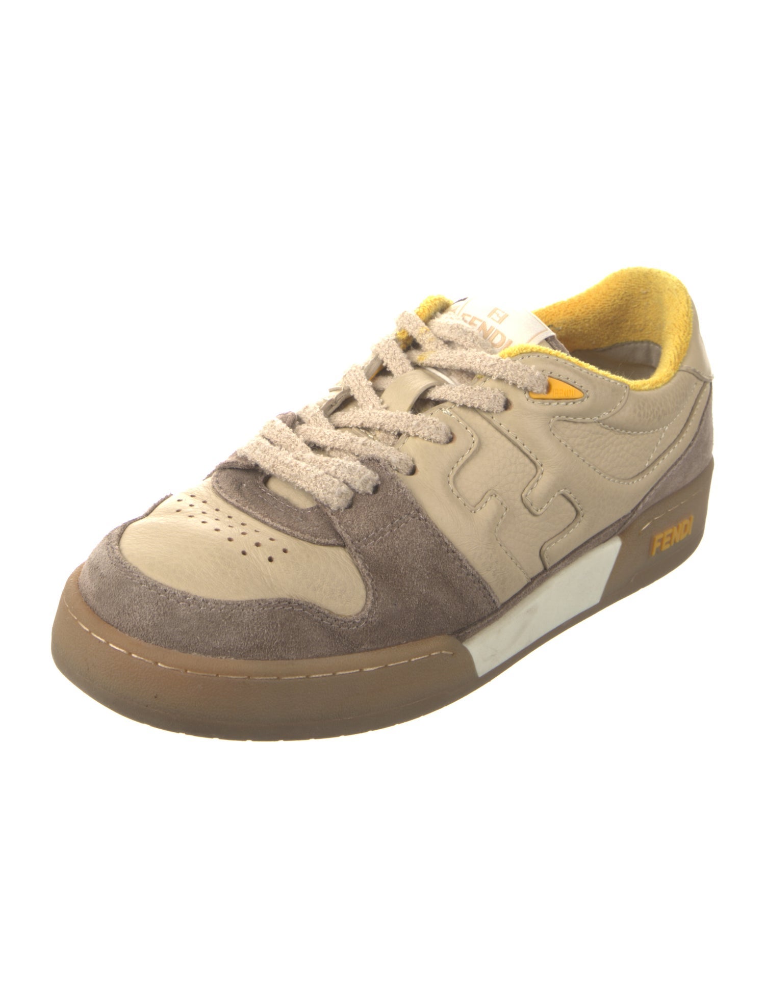 Fendi Leather Colorblock Pattern Sneakers