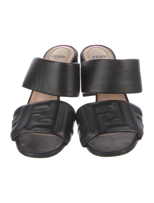 Fendi Zucca FF Logo Leather Slides