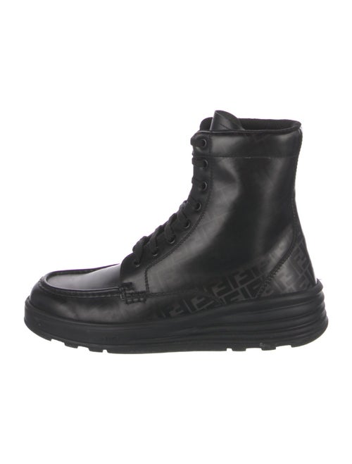 Fendi Zucca FF Logo Leather Combat Boots