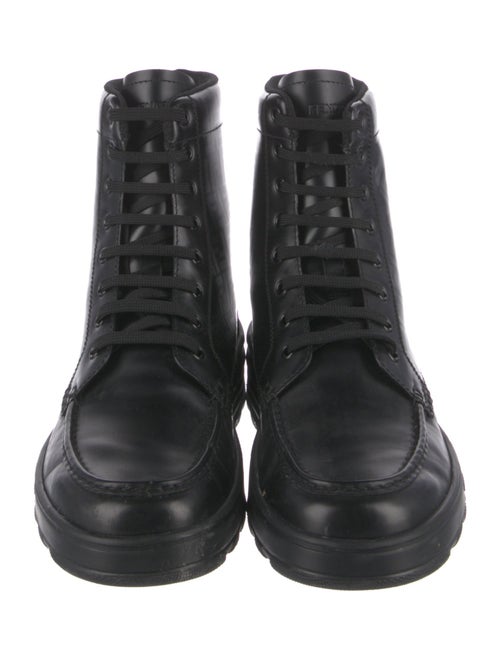 Fendi Zucca FF Logo Leather Combat Boots