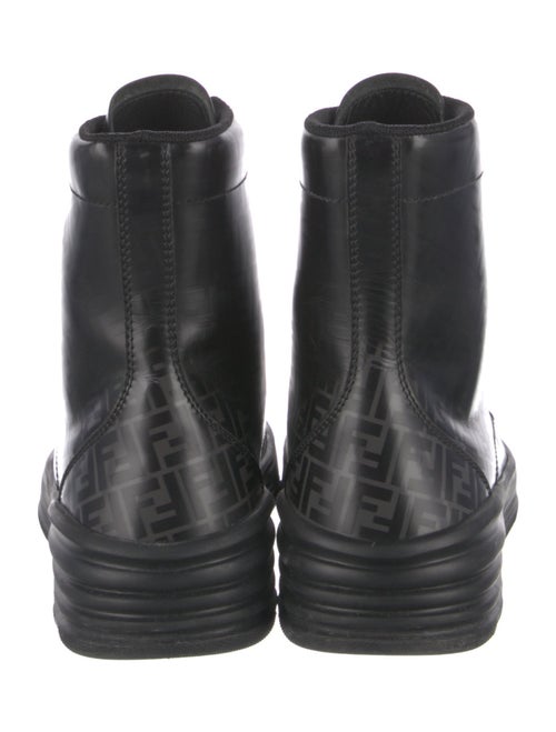 Fendi Zucca FF Logo Leather Combat Boots