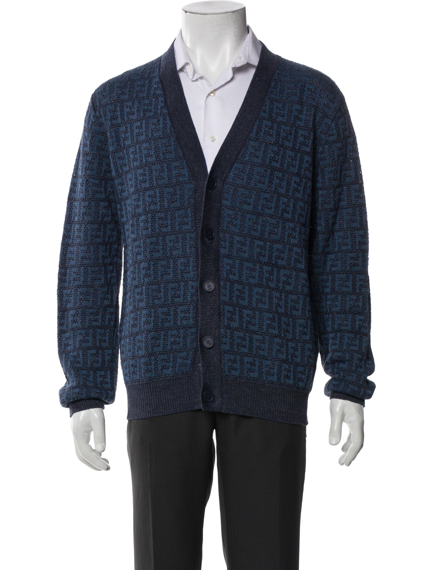 Fendi Zucca FF Logo Linen Cardigan