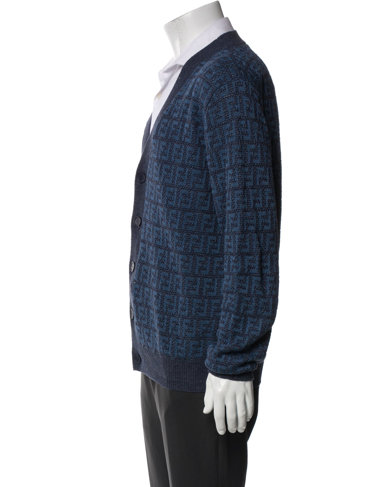 Fendi Zucca FF Logo Linen Cardigan