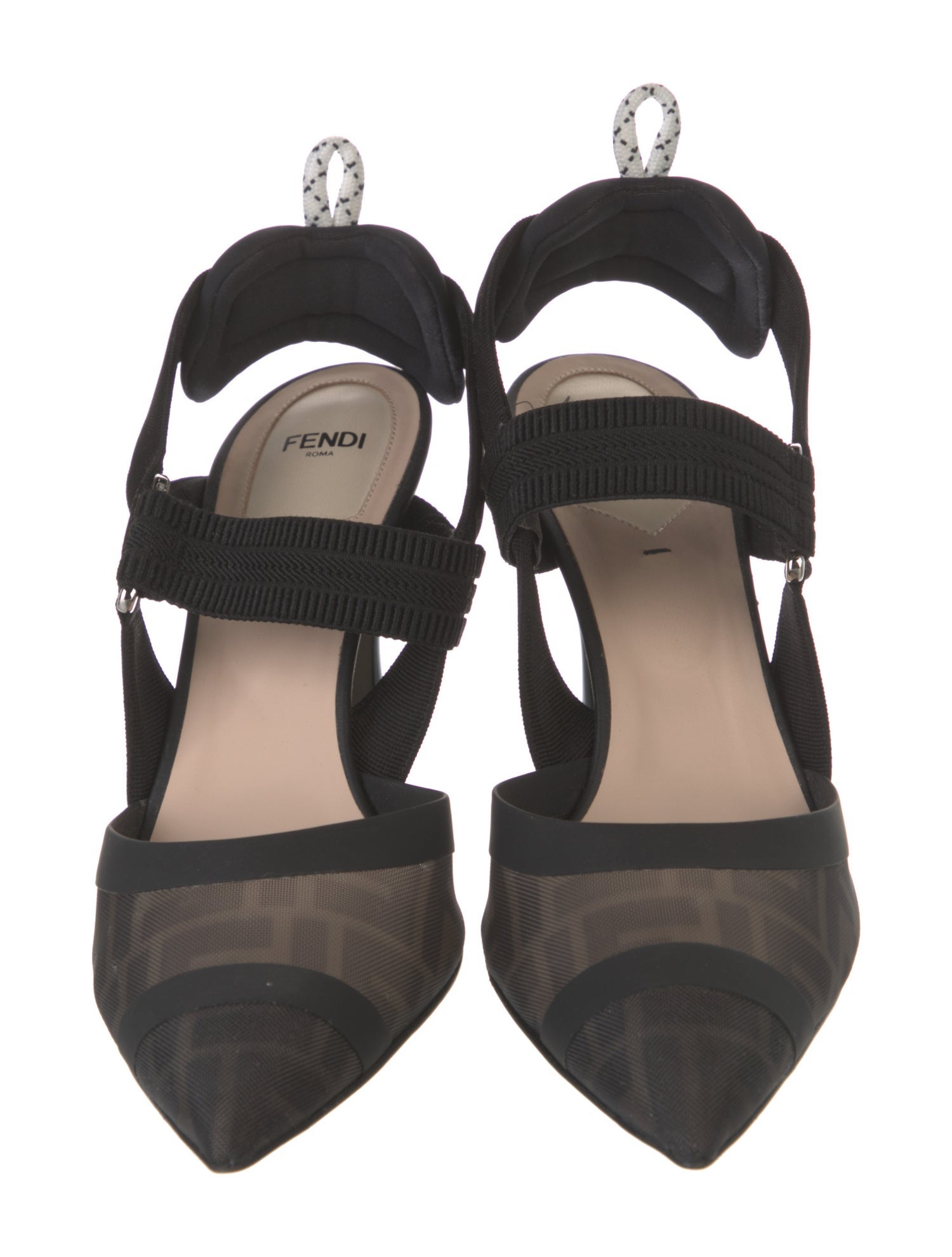 Fendi Zucca FF Logo Mesh Slingback Pumps