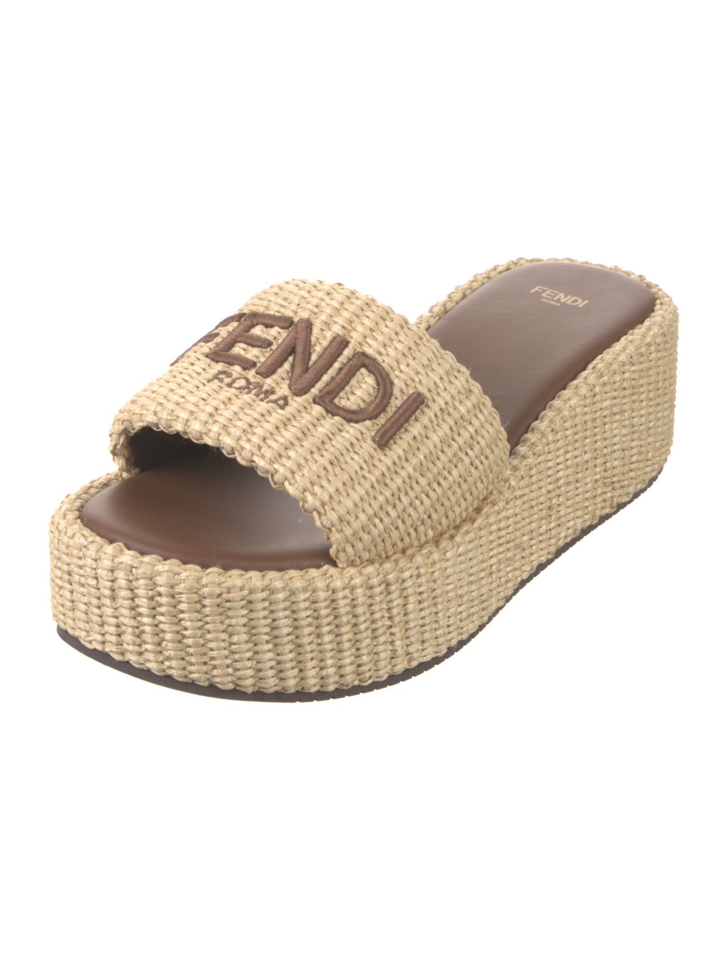 Fendi Raffia Embroidered Accent Espadrilles