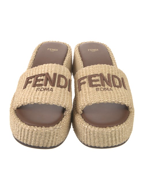 Fendi Raffia Embroidered Accent Espadrilles