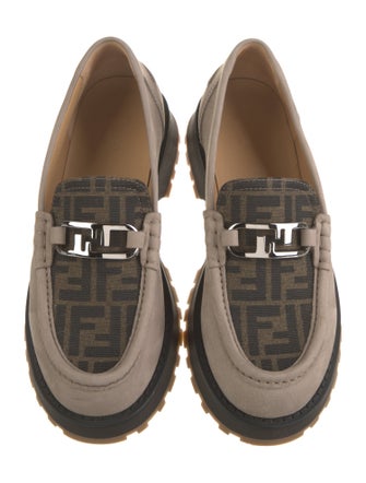 Fendi Zucca FF Logo Suede Loafers