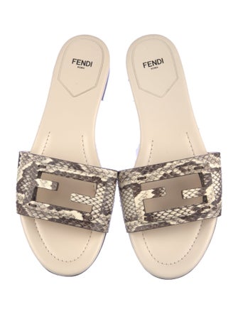 Fendi Zucca FF Logo Leather Slides