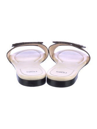 Fendi Zucca FF Logo Leather Slides