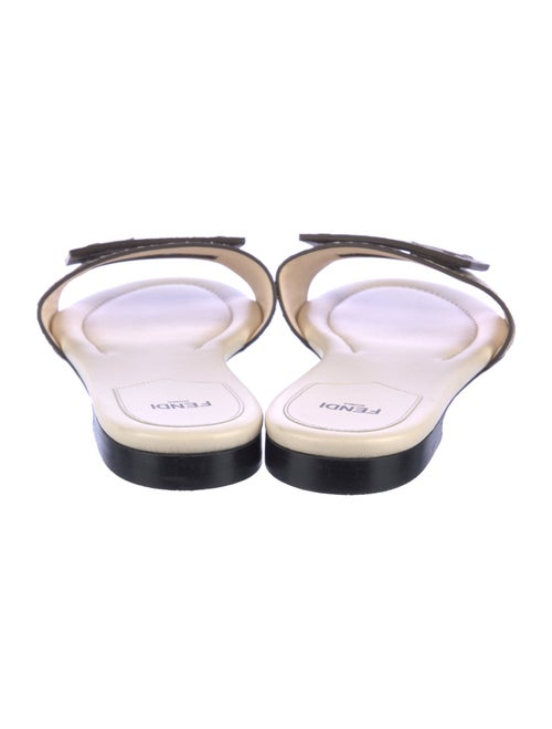 Fendi Zucca FF Logo Leather Slides