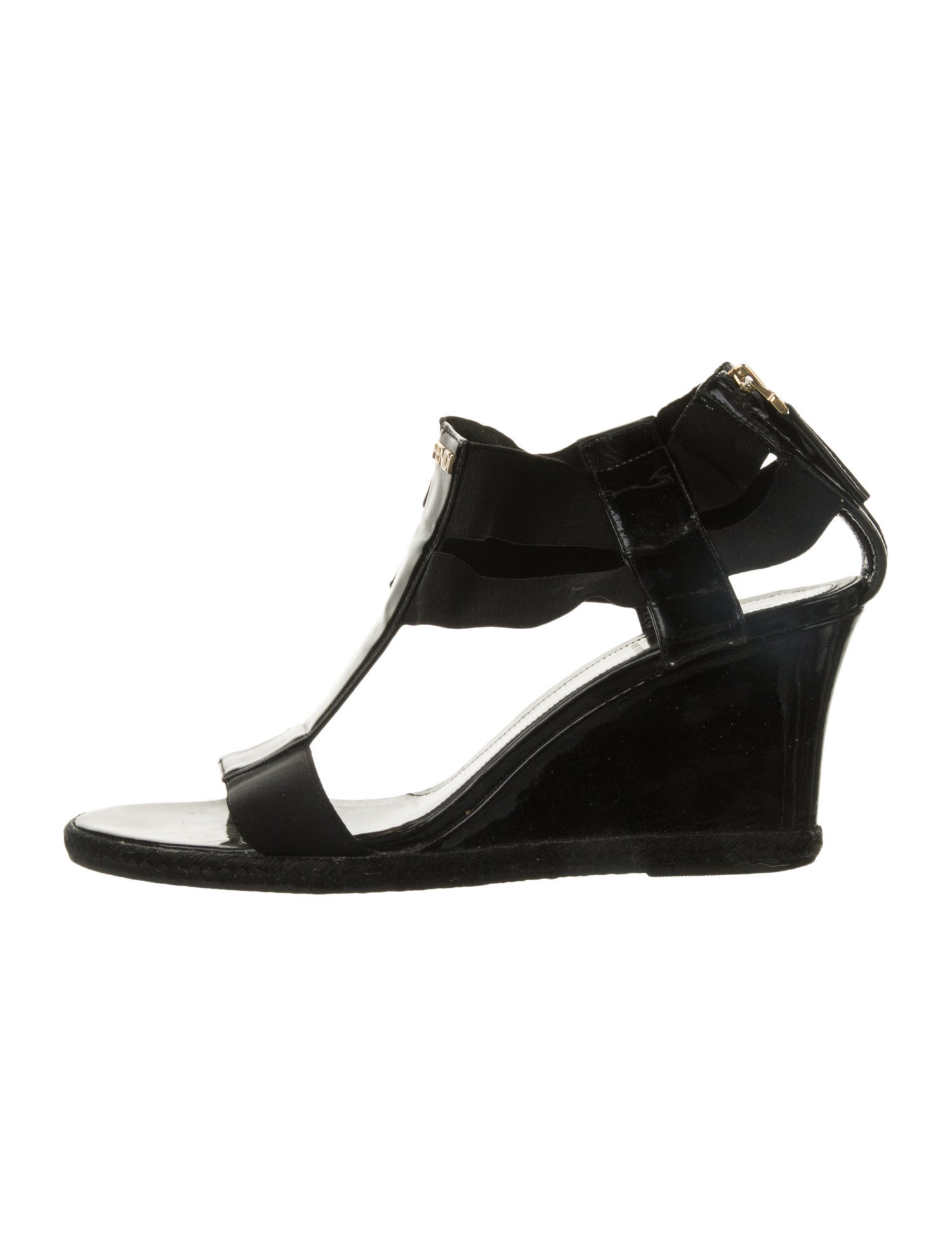 Fendi Patent Leather T-Strap Sandals