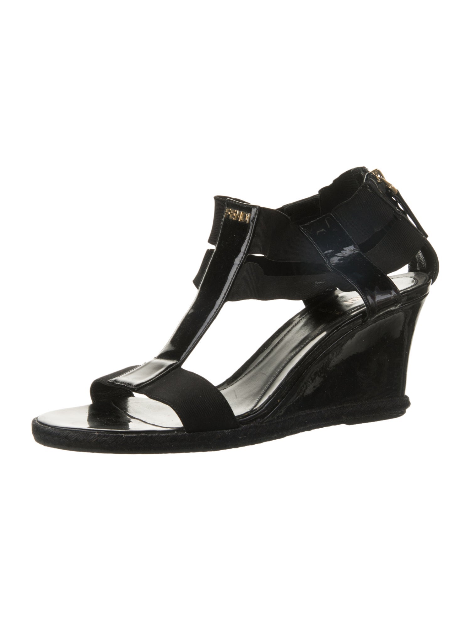 Fendi Patent Leather T-Strap Sandals