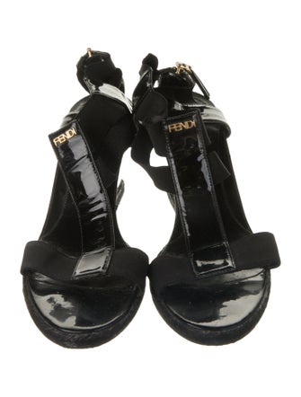 Fendi Patent Leather T-Strap Sandals