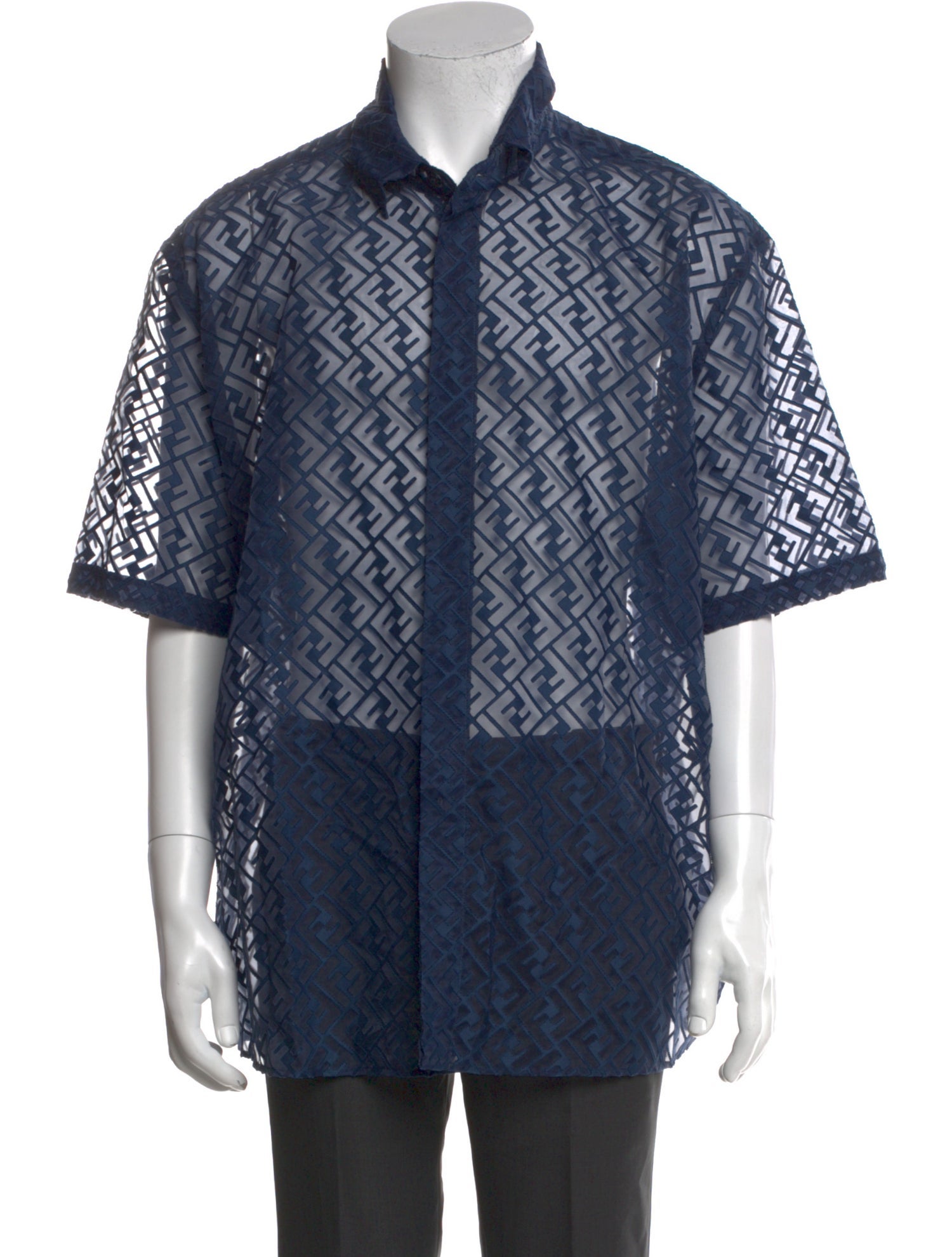Fendi Zucca FF Logo Lace Pattern Shirt w/ Tags