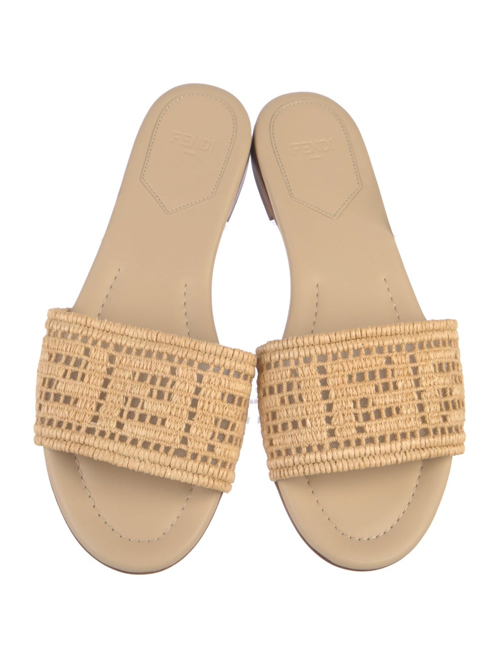 Fendi Raffia Slides Neutrals - image 3