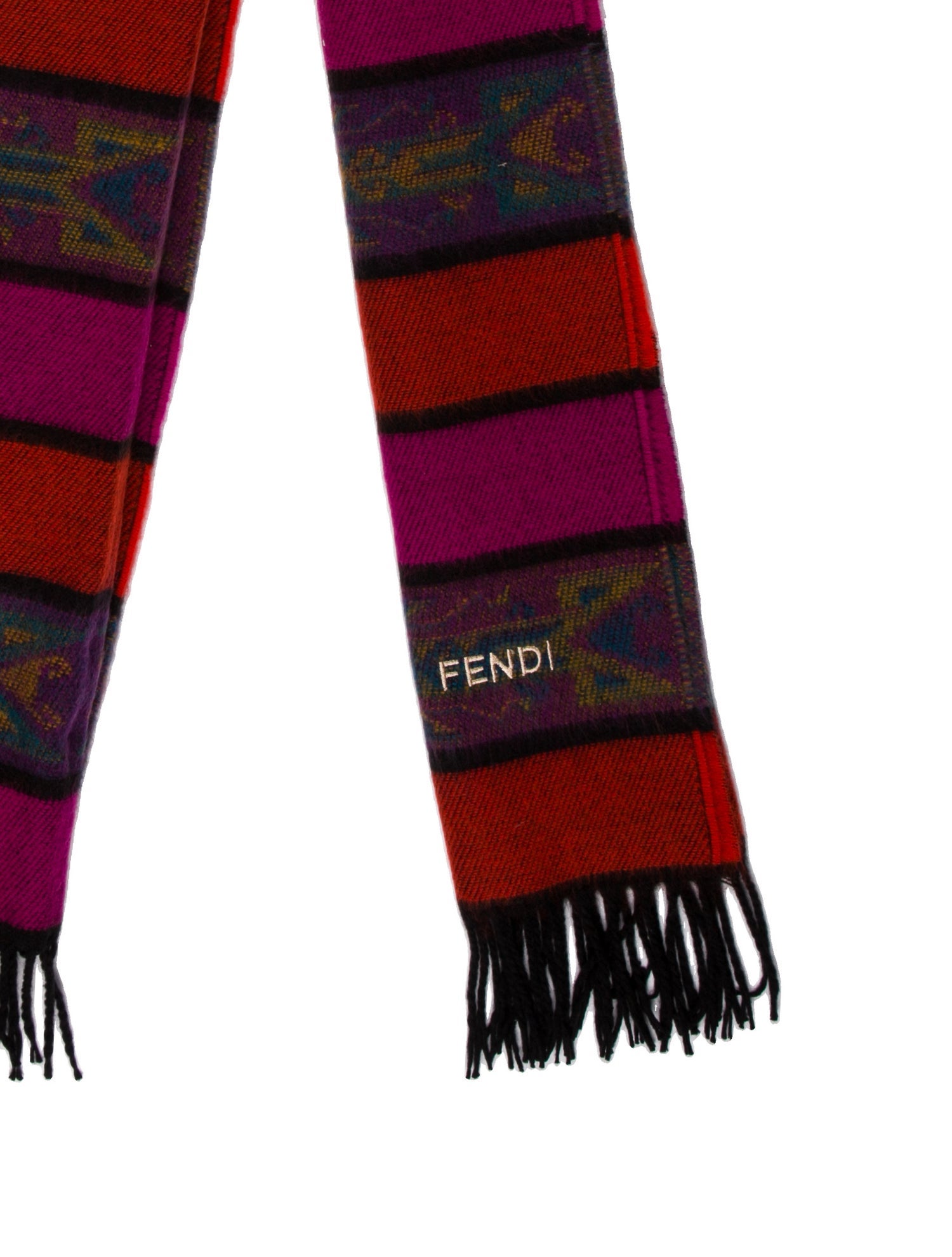 Fendi Acrylic Colorblock Pattern Scarf