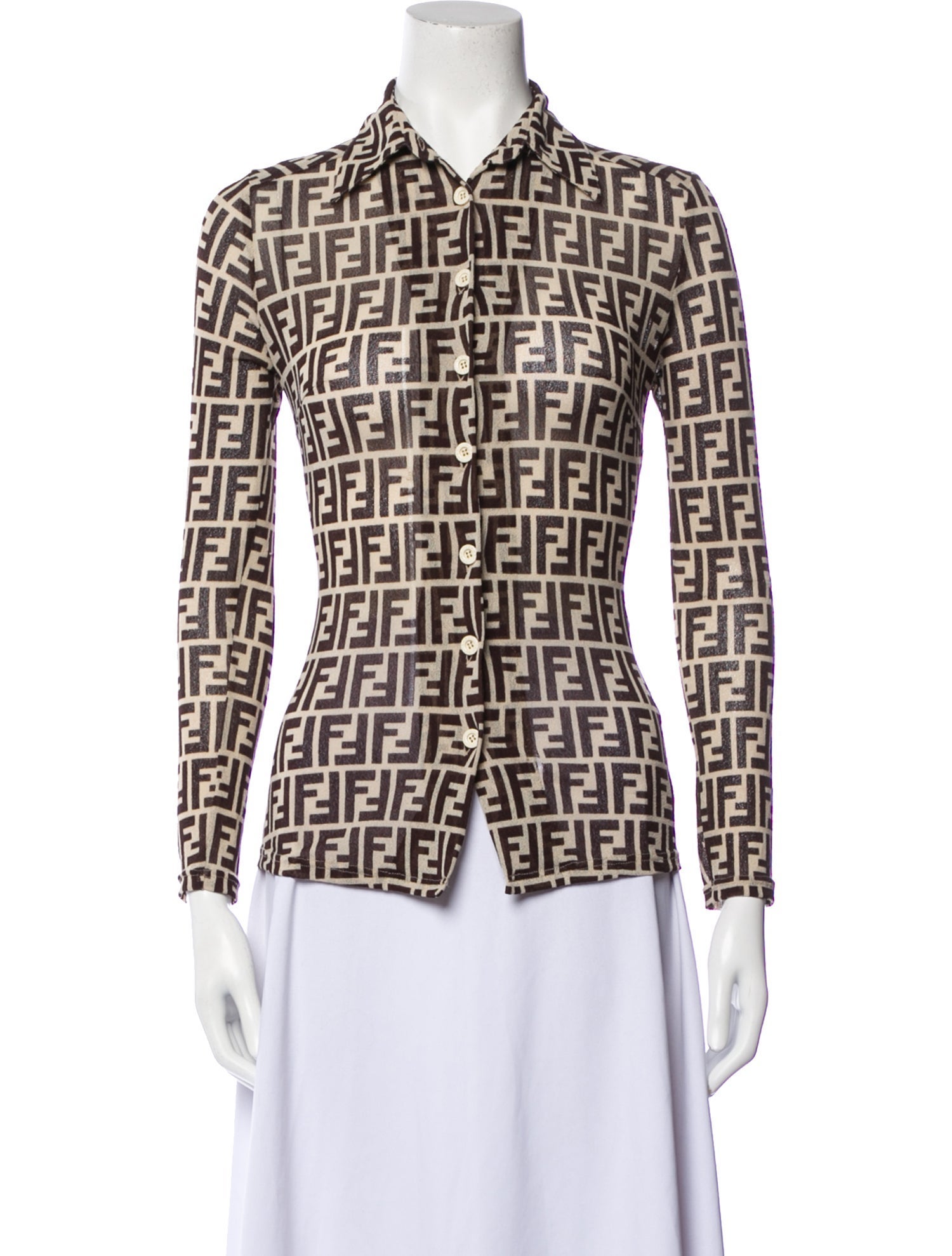 Fendi Vintage Late 1980's - Early 1990's Button-Up Top