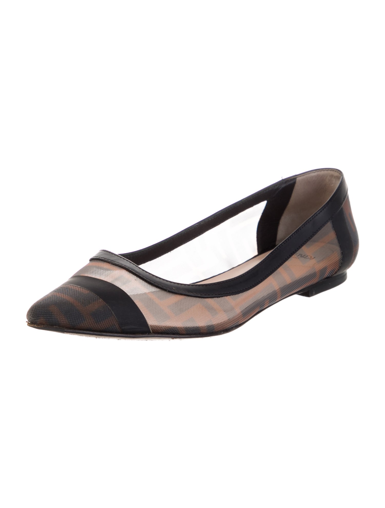 Fendi Zucca FF Logo Mesh Ballet Flats