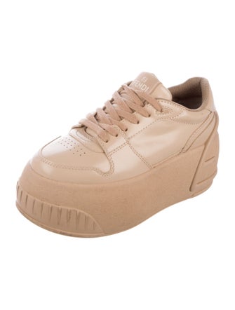 Fendi Leather Wedge Sneakers