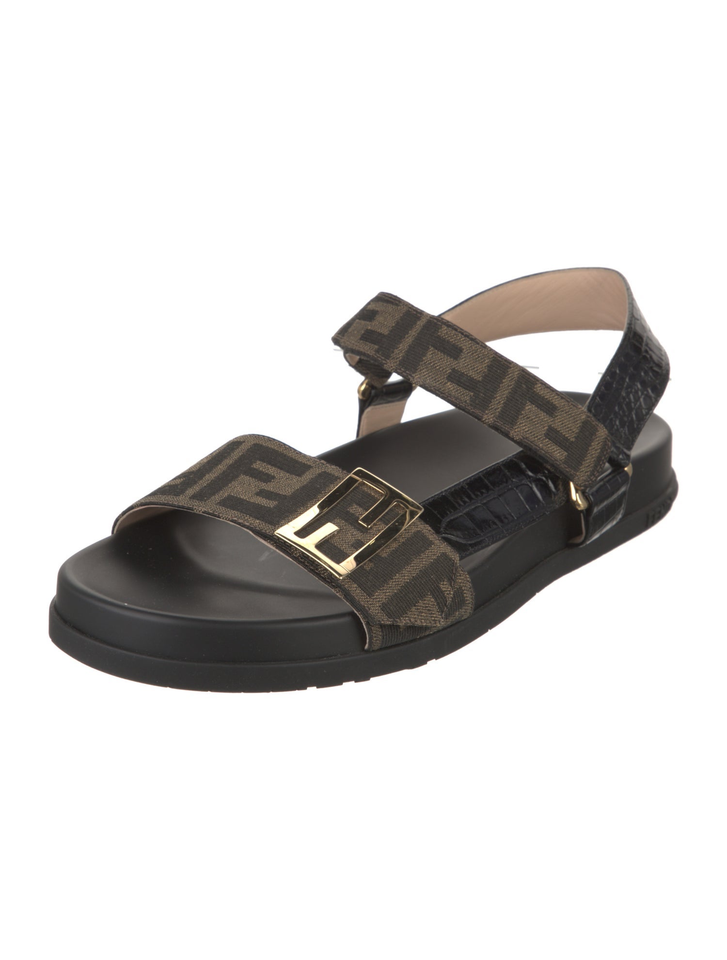 Fendi Zucca FF Logo Canvas Slingback Sandals