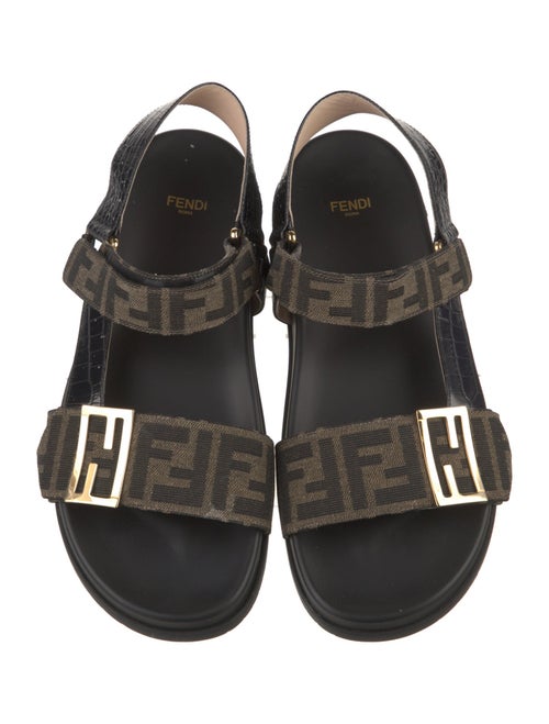 Fendi Zucca FF Logo Canvas Slingback Sandals