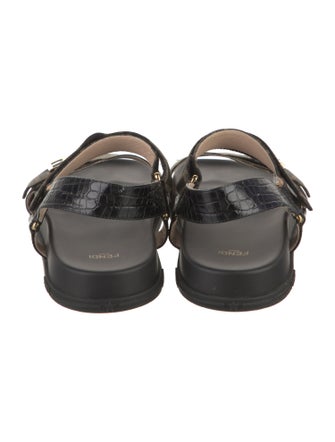 Fendi Zucca FF Logo Canvas Slingback Sandals