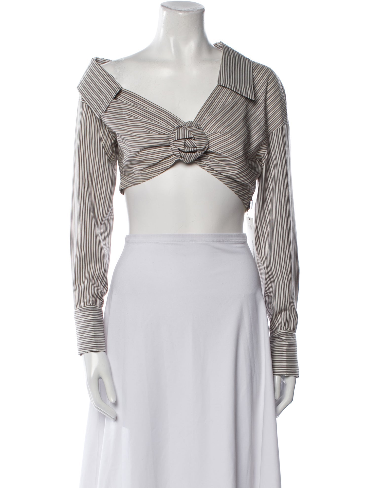 Fendi Silk Striped Crop Top