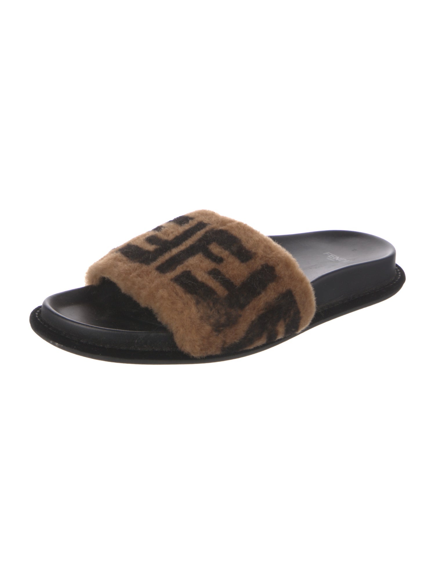 Fendi Zucca FF Logo Fur Slides